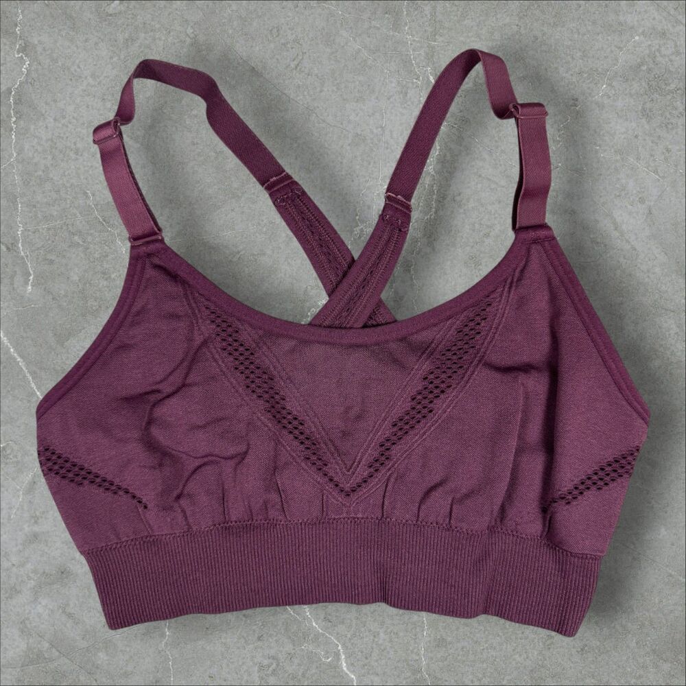 All In Motion Womens Maroon Adjustable Gym Workout Sports Bra - XS